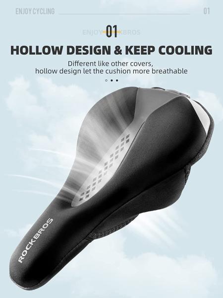 ROCKBROS | Gel Sattelbezug für Fahrradsattel – Universeller Sattelüberzug mit Regenschutz, Komfortables Gelpolster für MTB und Rennräder